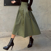 fashion outfits Women's Spring Women's Solid Color Skirt A- Line Umbrella Skirt Bow Waist Large Swing Dress